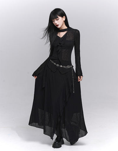 Simple High-End V-neck Top/Skirt LAD0222