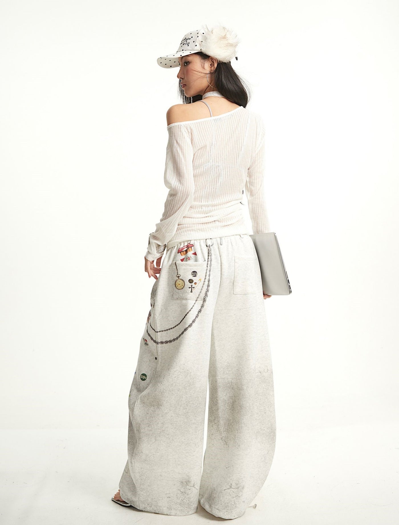 White Cross Design One Shoulder T-shirt UNC0285