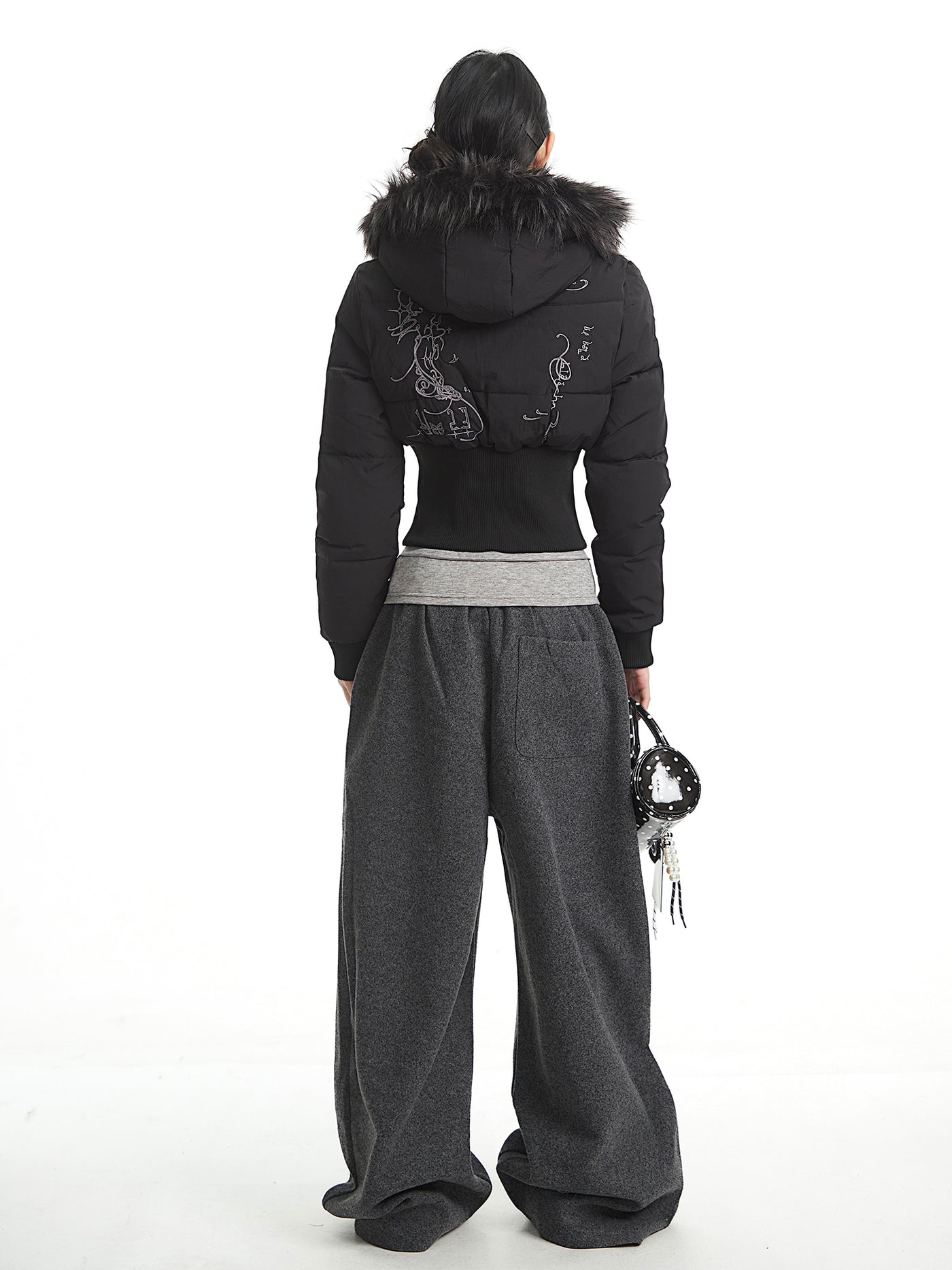 Stand Collar Hooded Short Down Jacket UNC0322