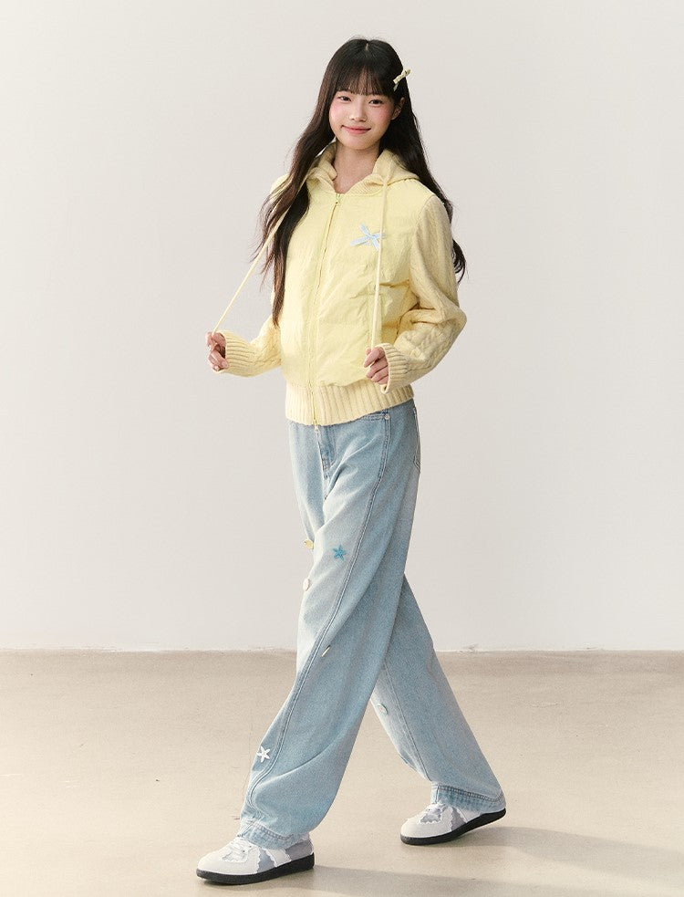 Detachable Hooded Ribbon Knitwear Jacket NTO0243