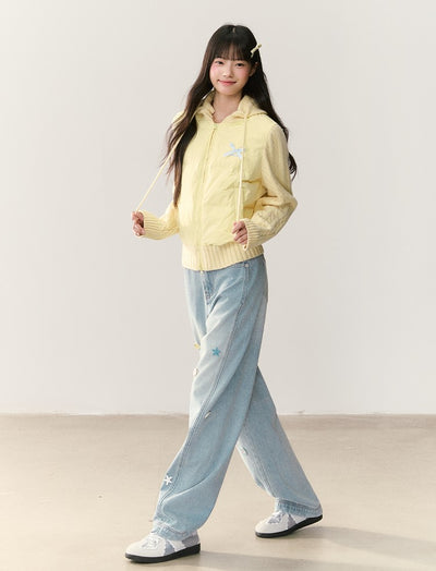 Detachable Hooded Ribbon Knitwear Jacket NTO0243