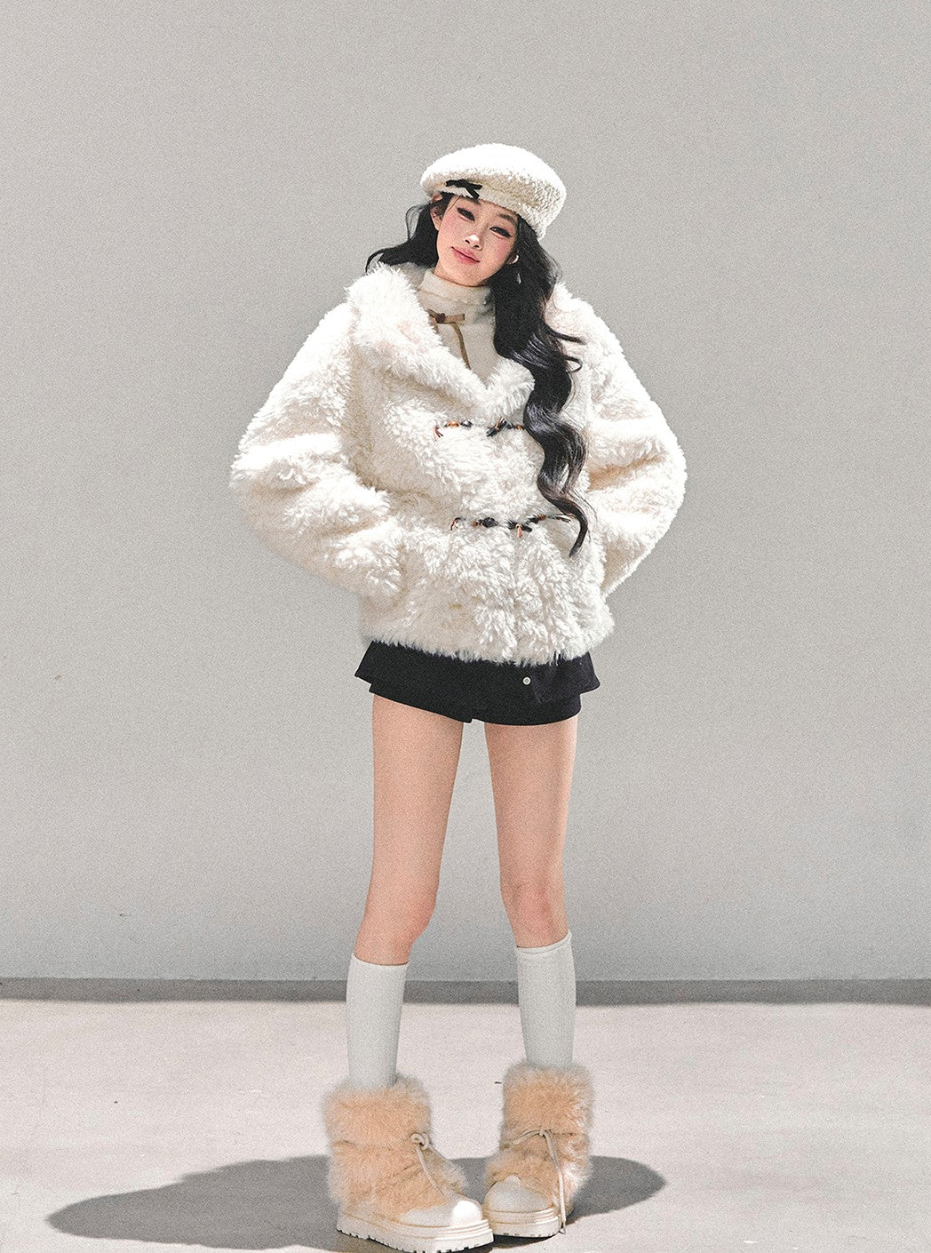 Lambswool Shearling White Coat DIA0683
