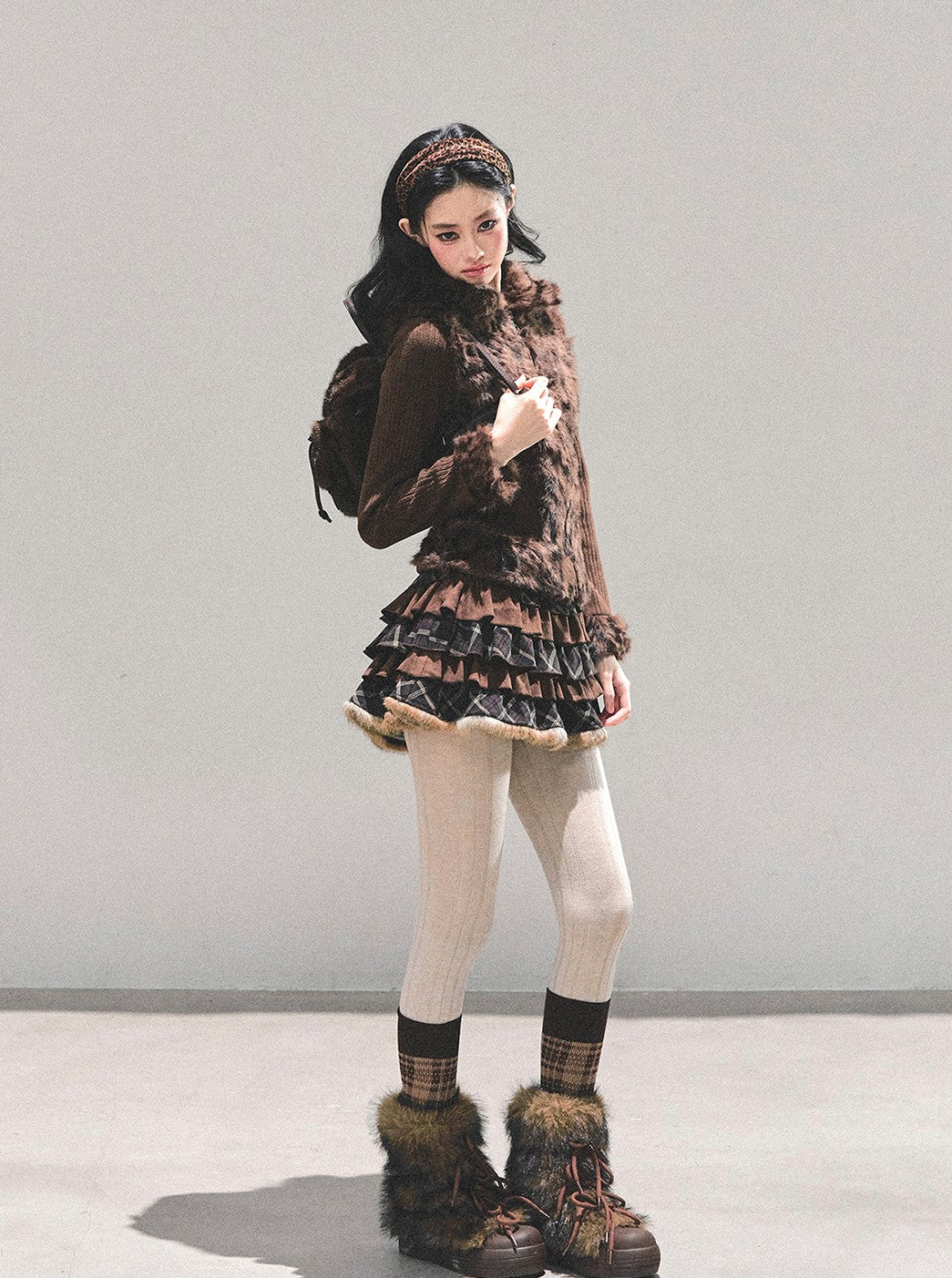 Leopard Print Plush Knitted Cardigan DIA0694