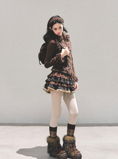 Leopard Print Plush Knitted Cardigan DIA0694