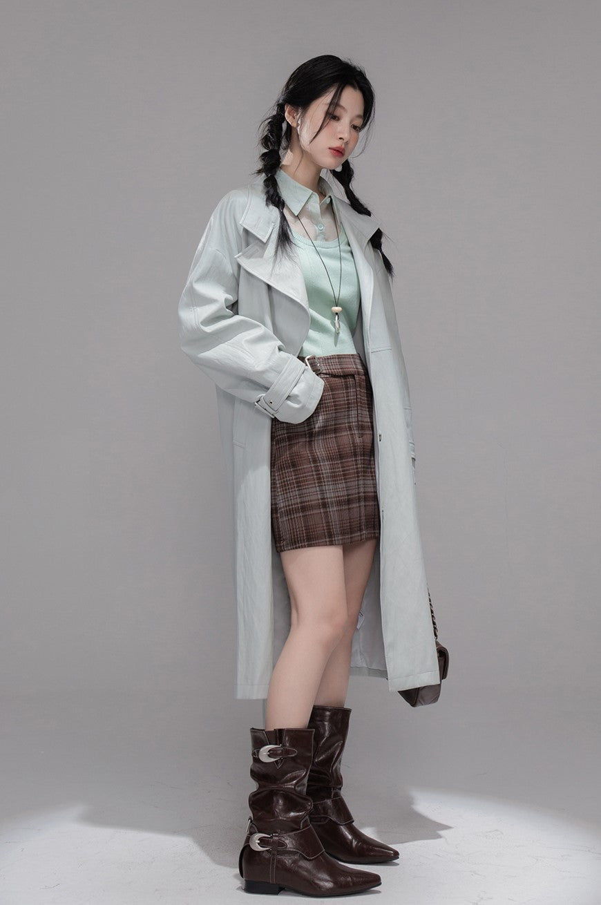 Mint Green Shirt Collar Sweater COT0352