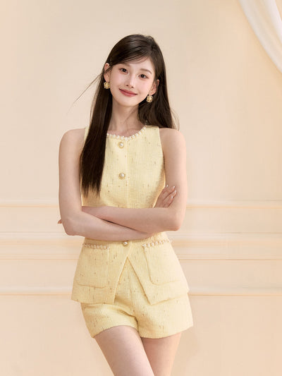 Beaded Sleeveless Vest/Shorts OSH0117