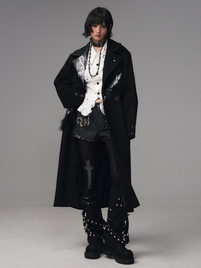 Punk Rock Print Patchwork Long Coat FRU0132