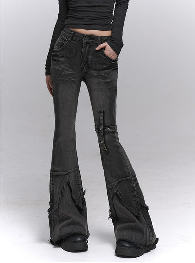 Black Flared Casual Jeans LAD0229