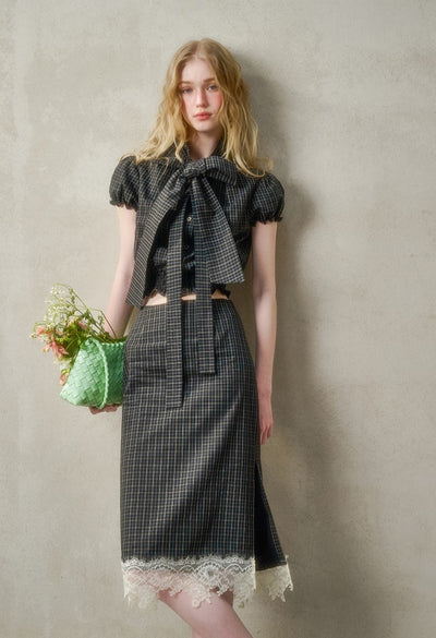 Plaid Suit Bow Shirt/Skirt GRO0146