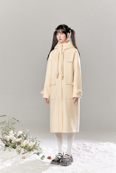 Single-breasted Hooded Silhouette Wool Long Coat TBI0038