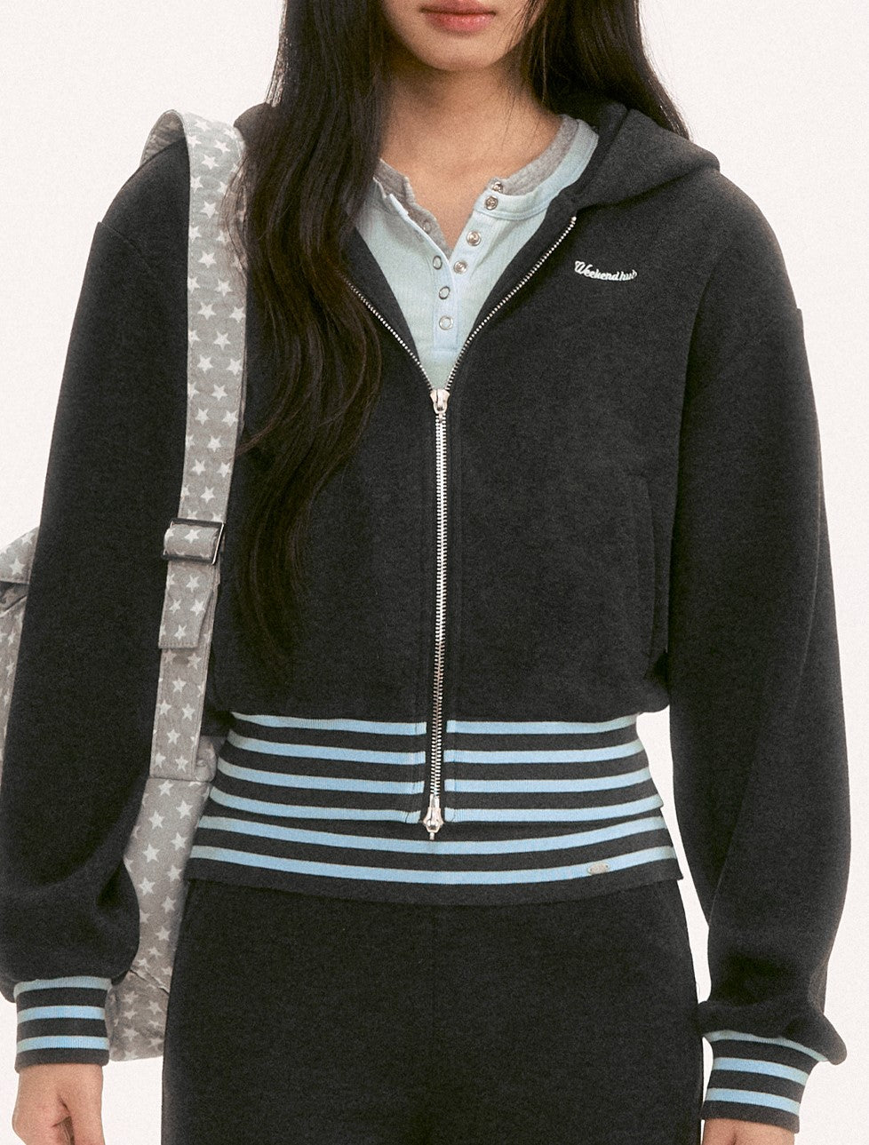 Color Block Striped Slim Fit Hooded Jacket WEE0128