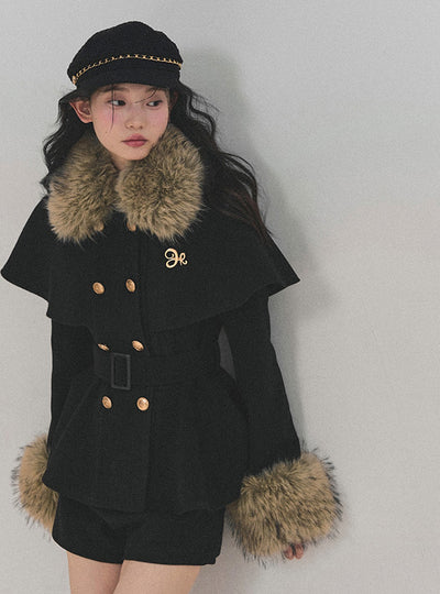 Snow Country Fur Collar Coat/Skirt DIA0755