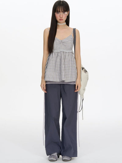 Plaid Chiffon V-neck Camisole NEC0200