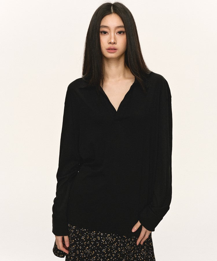 Lapel Loose V-neck Sunscreen Shirt ANA0057