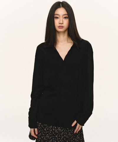 Lapel Loose V-neck Sunscreen Shirt ANA0057