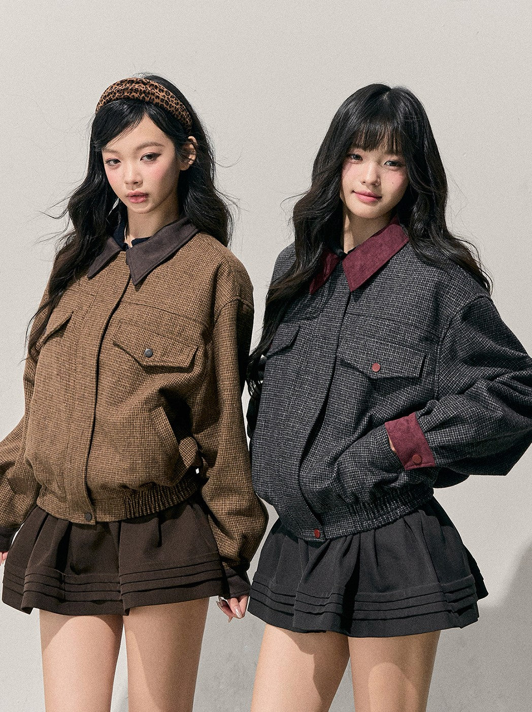 Block Color Quilted Jacket/Short Skirt DIA0745