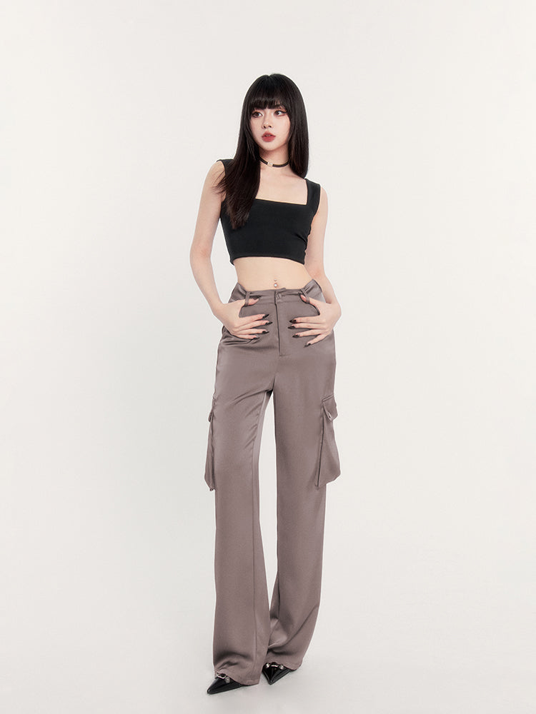 Mist Silky Thin Multi-Pocket Drape Pants VOC0222