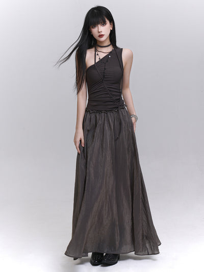 One-shoulder Suspender Long Dress LAD0196