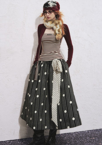 Striped Polka Dot A-line Puffy Skirt OFA0285