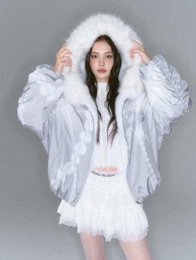 Patchwork Fur Print Reversible Short Coat SAL0193