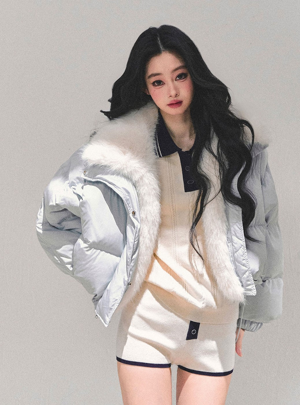 Thickened Warm Fur Short Down Jacket DIA0706