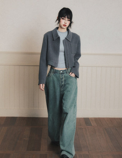 Gray Lapel Short Jacket LUL0189