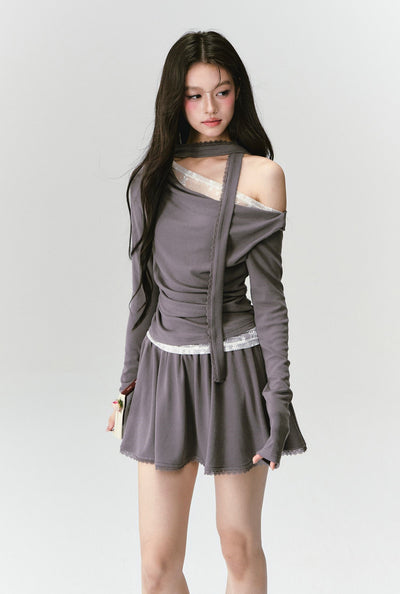 Lace Off-shoulder Top/Skirt FRA0417