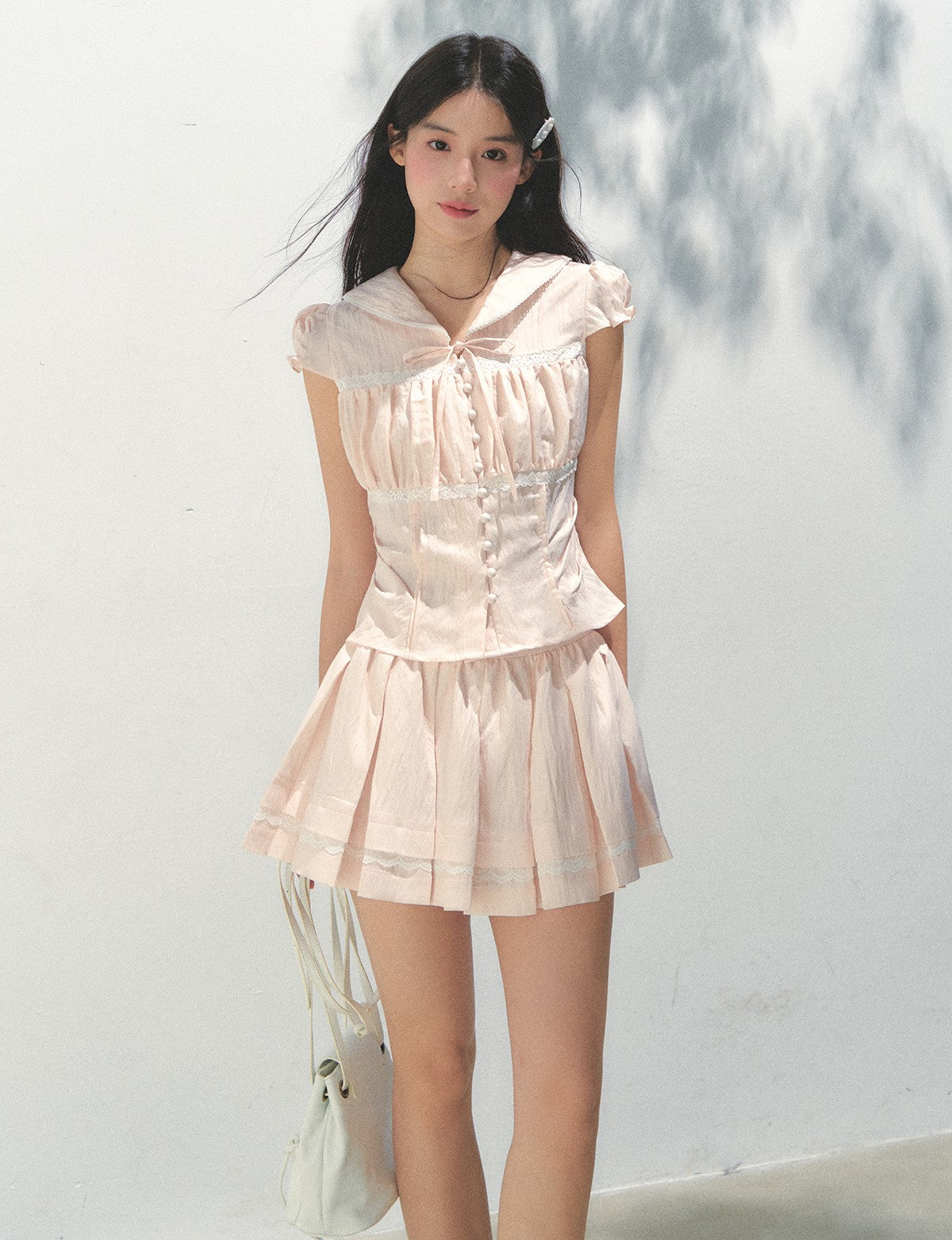 Navy Collar Waist Shirt /Skirt SUN0161