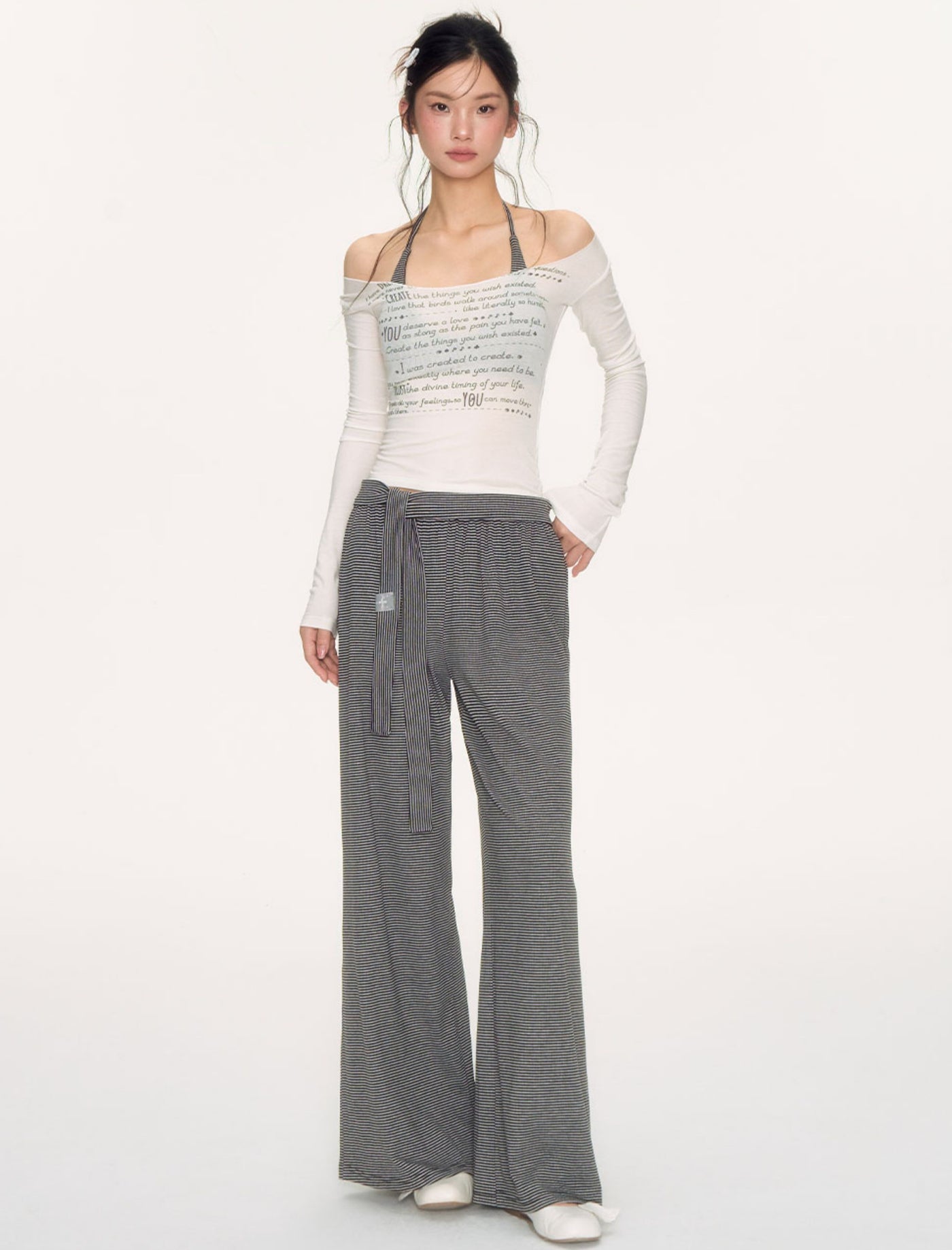 Striped Loose Casual Drape Pants NEC0223