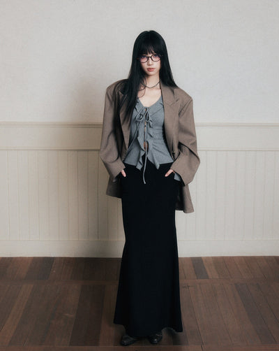 Back Slit Long Fishtail Skirt LUL0178