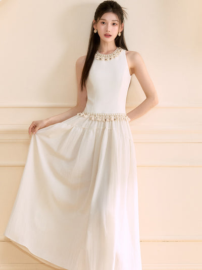 Beaded Sleeveless Long Dress OSH0126