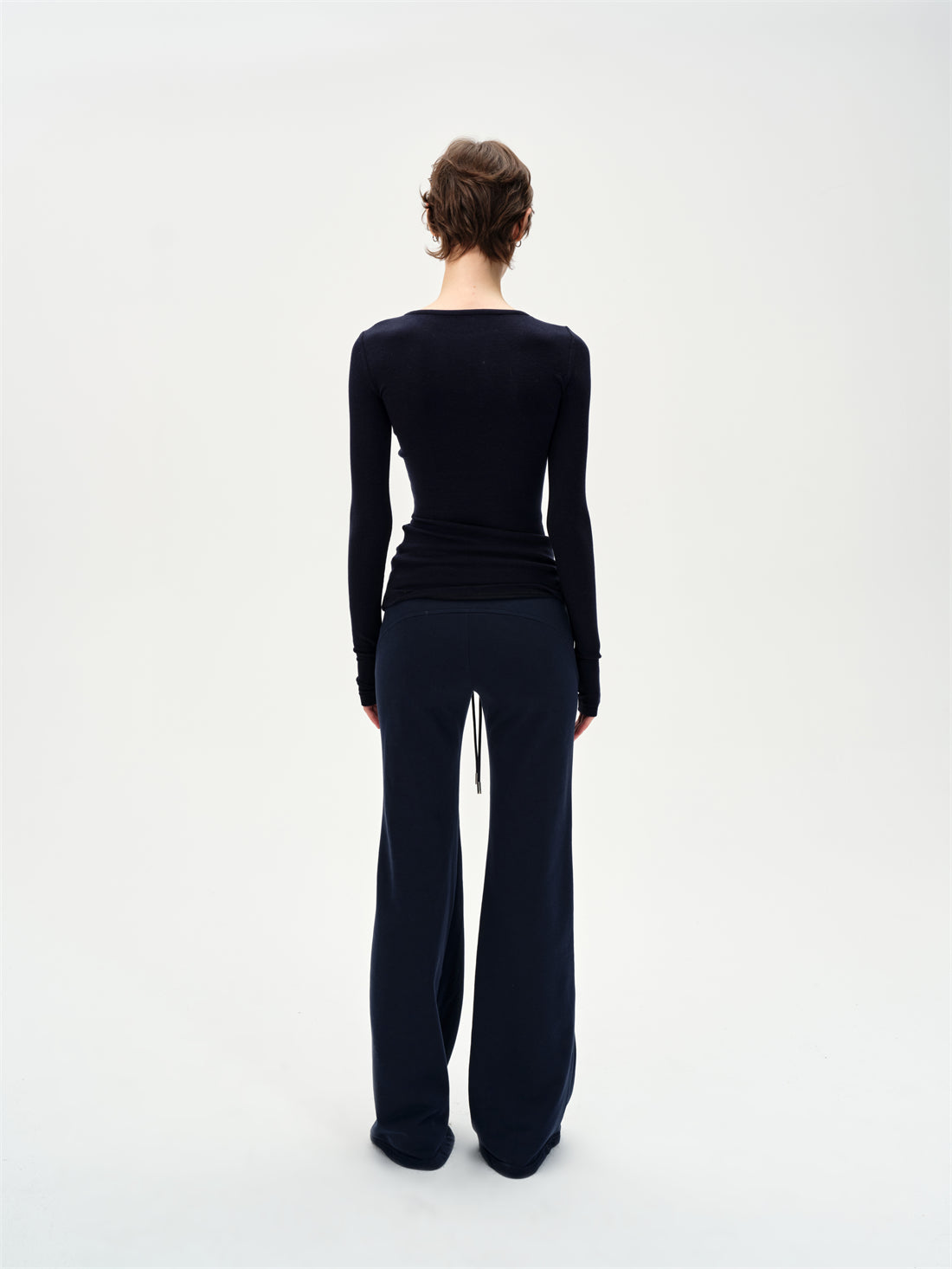 V-neck Patchwork Slit Hem T-shirt CUR0263