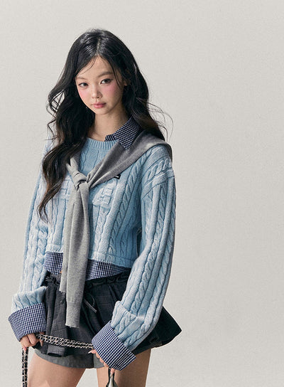 Skyblue Faux Two-Piece Wool Sweater DIA0748