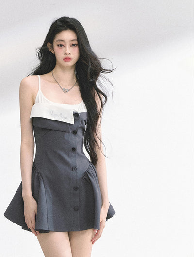 Hepburn Style Suspender Puffy Dress DIA0522