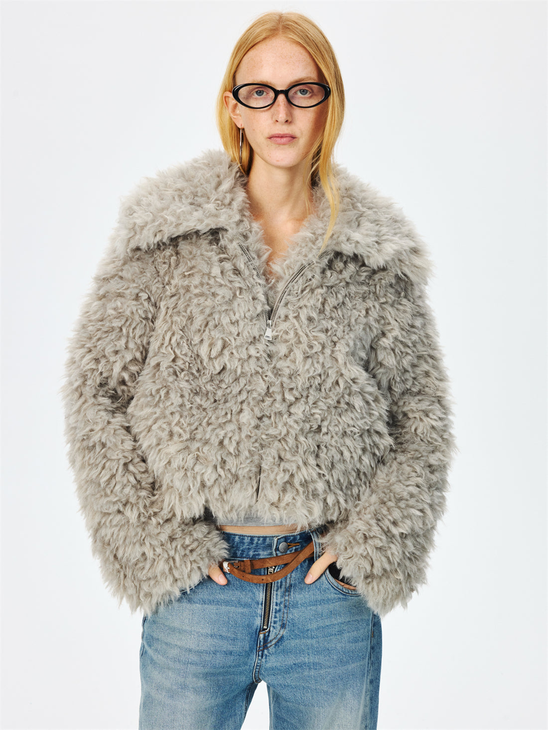 Large Lapel Eco-friendly Fur Short Coat CUR0266