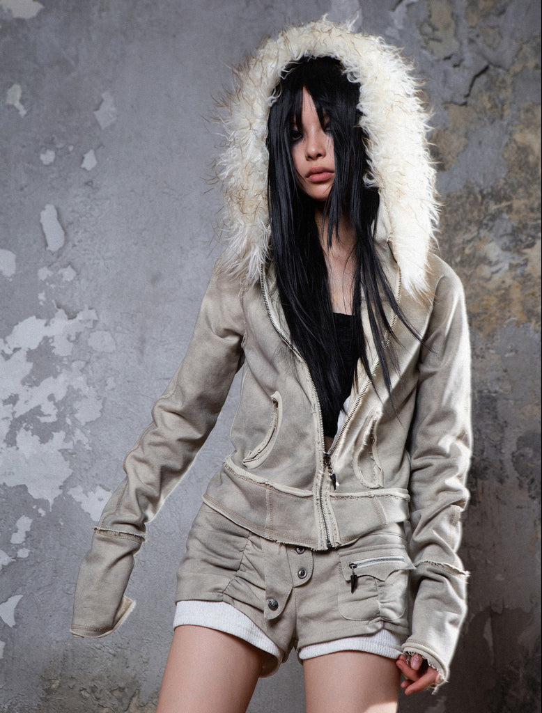 ジャケット・アウター 9090 girl Faux Fur Short Blouson Arielle Cropped Faux-Fur Jacket | GUESS