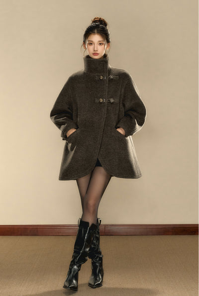 Rock Gray Tweed High Collar Tweed Coat OSH0100