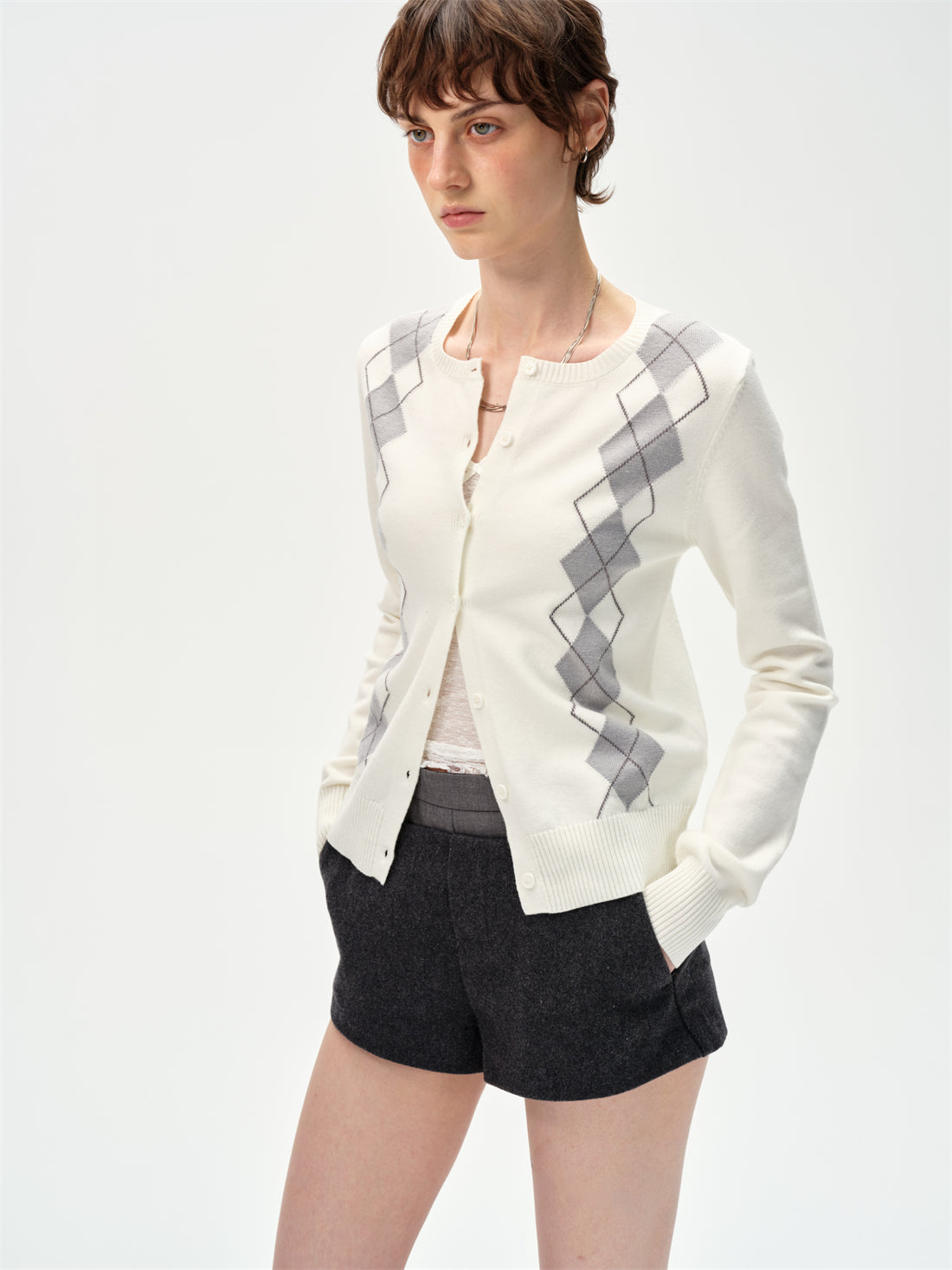 Diamond-shaped Knitted Cardigan CUR0256