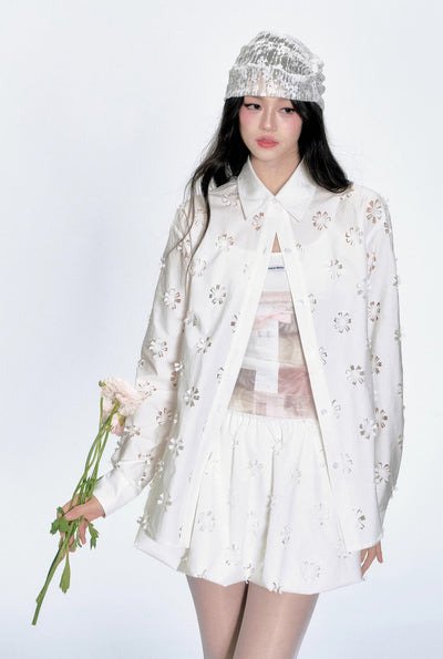 Flower Hollow Cut Shirt/Skirt/Camisole FRA0348
