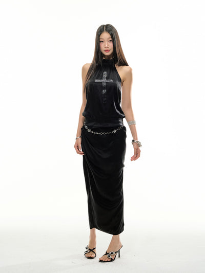 Cross Halter Neck Backless Dress 4MU0122