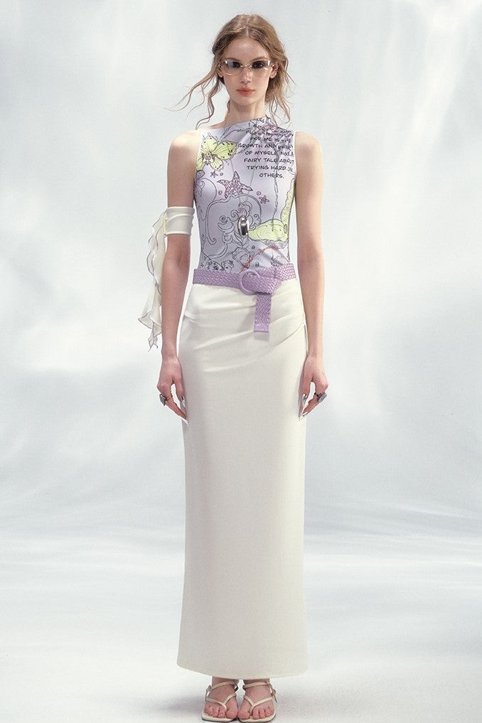 Asymmetric Sleeveless Printed Dress OFA0248