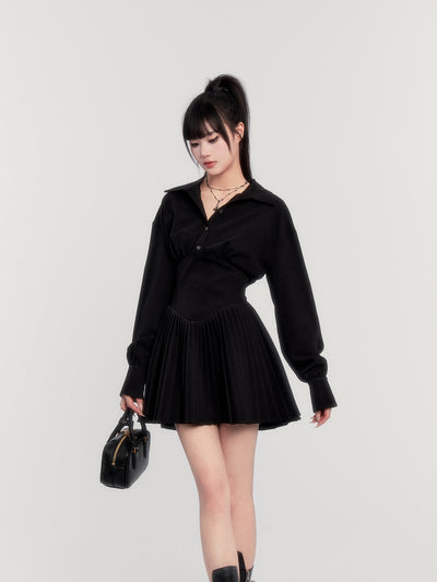 Backless Pleated Shirt Dress VOC0420