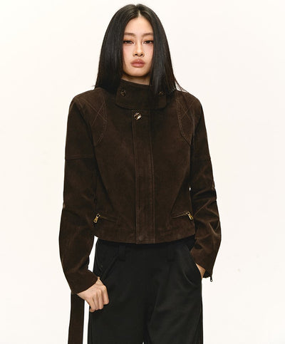 Stand Collar Suede Short Jacket ANA0088