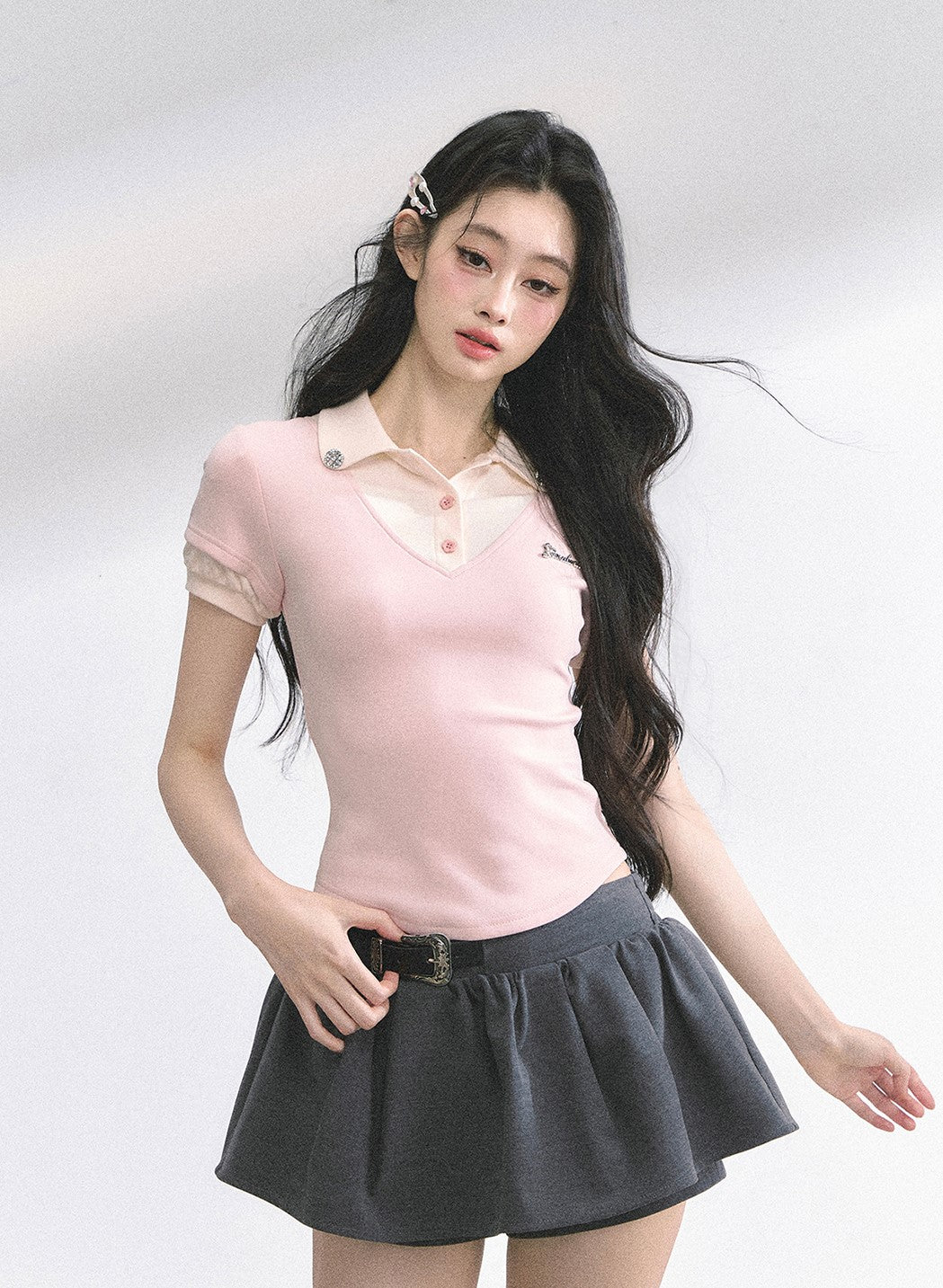 Fake Two-piece Short-sleeved T-shirt DIA0500