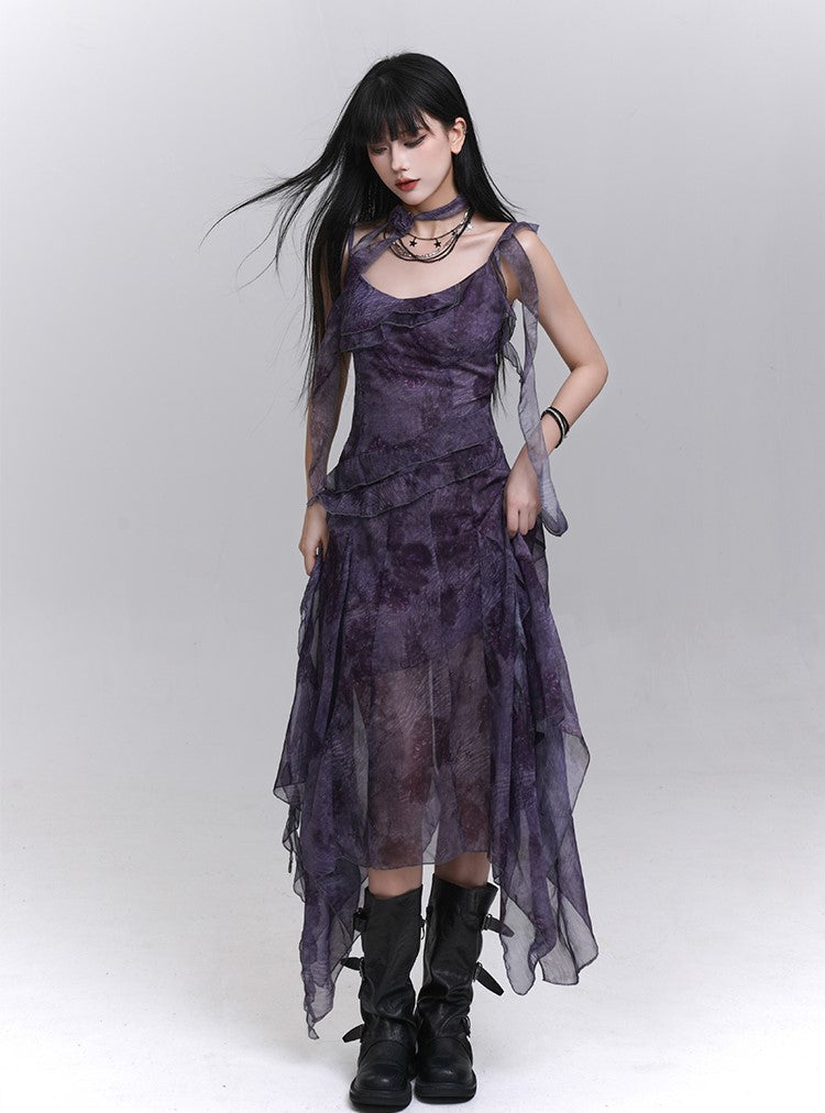 Purple Strap Suspender Dress LAD0220
