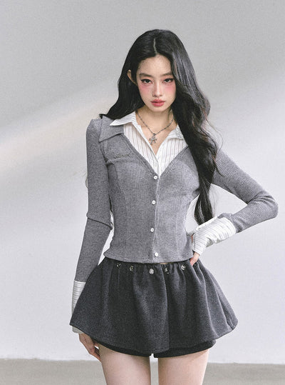 Fake Two-Piece Striped Shirt DIA0568