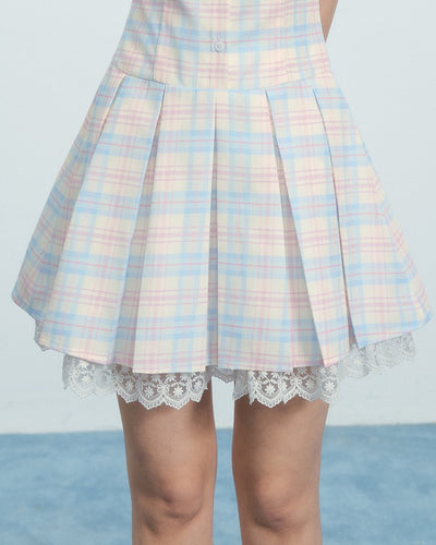 Fresh Plaid Baby Collar Lace Dress NTO0221