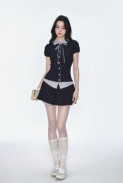 Fake Two-piece Plaid Top/Shorts FRA0340