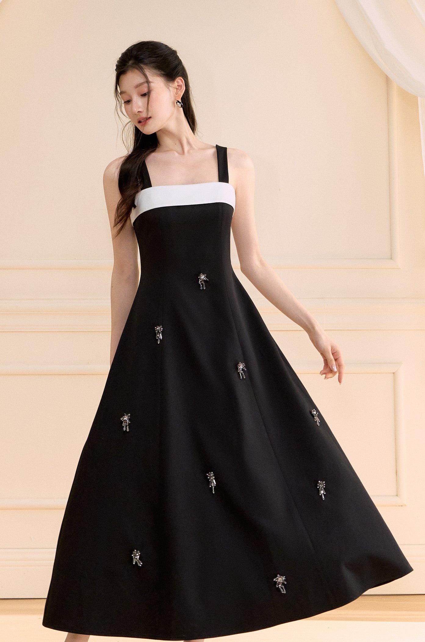 Swing A-line Long Suspender Dress OSH0156
