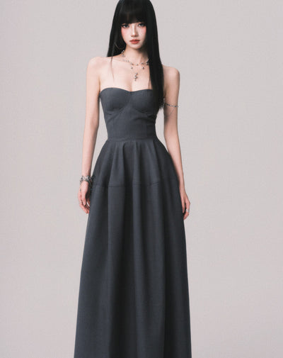 Slimming Puffy Long Tube Top Dress LUL0162